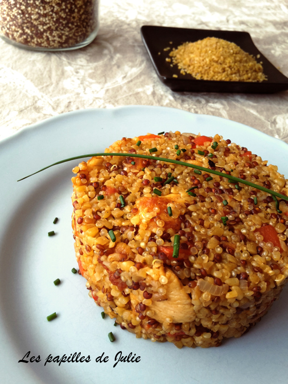 Risotto quinoa boulgour poivron poulet | lespapillesdejulie.com